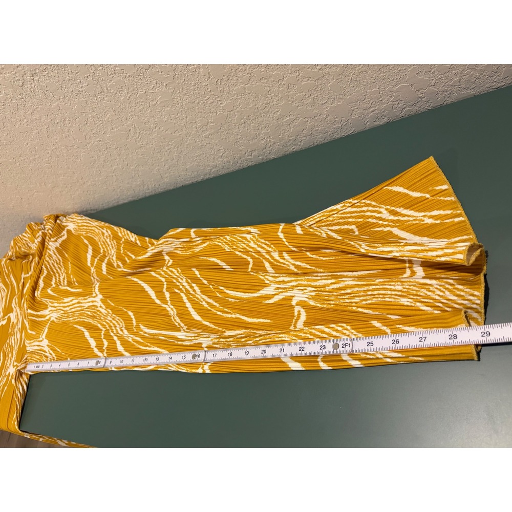 Rafaella Mustard Yellow White Abstract Pleated Wide Leg Pants Small - Picture 6 of 7